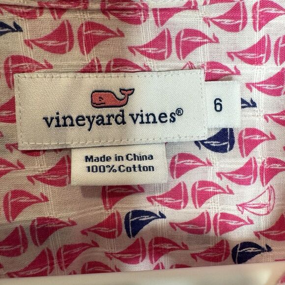 Women's Vineyard Vines Multicolor Sail Boat Pattern Button Up Shirt Collared 6 - Picture 9 of 9